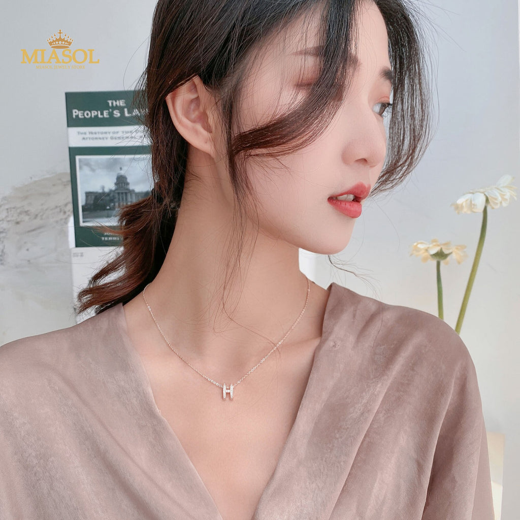 Exquisite Ladies Necklace 2021 Letter H Copper Pendant Miasol Brand Gift Elegant Jewelry For Rose Gold Girlfriend