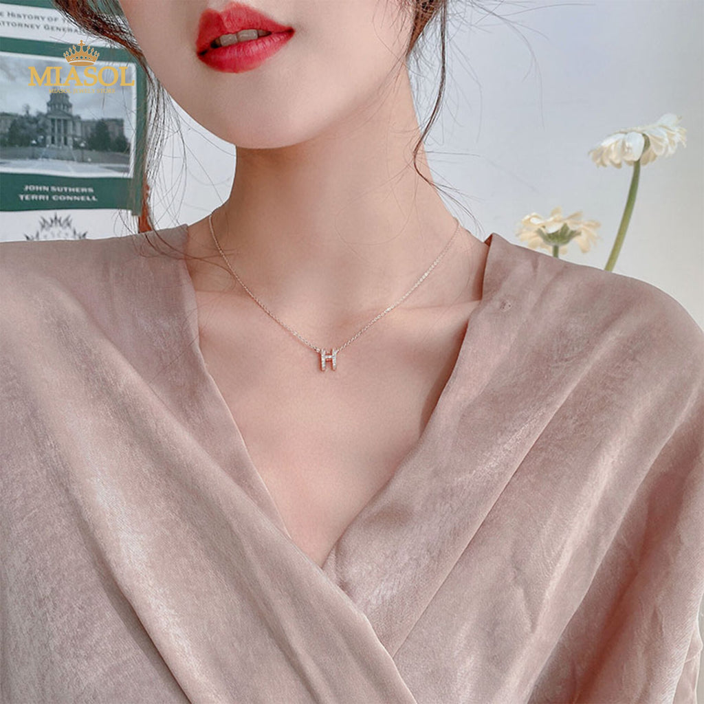Exquisite Ladies Necklace 2021 Letter H Copper Pendant Miasol Brand Gift Elegant Jewelry For Rose Gold Girlfriend
