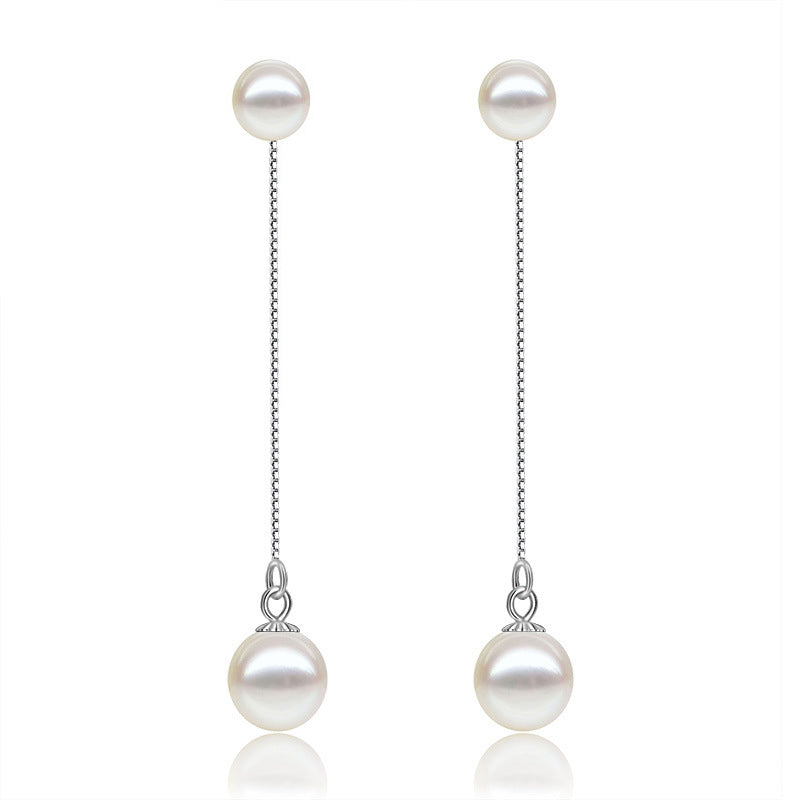 Exquisite Natural Pearl Long Stud Earrings for Women 925 Sterling Silver Women's Earrings S925 Fashion Jewelry Pearl