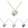 Exquisite Square Rubik's Cube Shape Crystal Three-dimensionalPendant Necklace CZ Women Females Chocker Clavicle Candy Jewelry