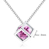 Exquisite Square Rubik's Cube Shape Crystal Three-dimensionalPendant Necklace CZ Women Females Chocker Clavicle Candy Jewelry