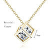 Exquisite Square Rubik's Cube Shape Crystal Three-dimensionalPendant Necklace CZ Women Females Chocker Clavicle Candy Jewelry