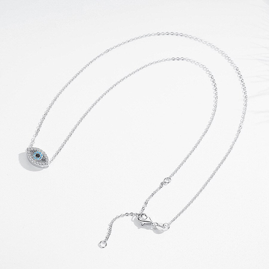 Exquisite Temperament Blue Crystal Turkish Evil Eye Pendant Necklace for Women Minimalist Devil Eyes Choker Lucky Jewelry Party