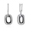 Exquisite Women 925 Silver Zircon Drop Earrings Dual Round Pendant Ceramic Long Dangle Bridal Earring Wedding Party Jewelry Gift