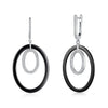 Exquisite Women 925 Silver Zircon Drop Earrings Dual Round Pendant Ceramic Long Dangle Bridal Earring Wedding Party Jewelry Gift