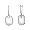 Exquisite Women 925 Silver Zircon Drop Earrings Dual Round Pendant Ceramic Long Dangle Bridal Earring Wedding Party Jewelry Gift