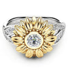 Exquisite Women's Two Tone Silver Floral Ring Round Gold Sunflower Jewelry Accessories Amazing  s Women jewelry ring