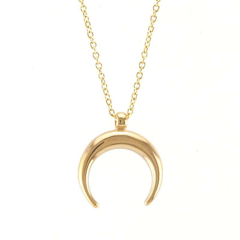 Exquisite stainless steel OX Moon Necklace Half Moon Necklaces Pendants thin Rolo cable chain DIY Gift Jewelry