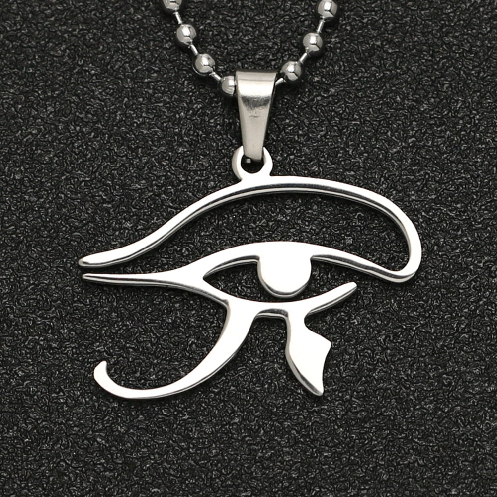 Eye Of Horus Necklace Wedjat Eye Amulet Ancient Egyptian Religion Symbol Silver Color Pendant Stainless Steel Jewelry
