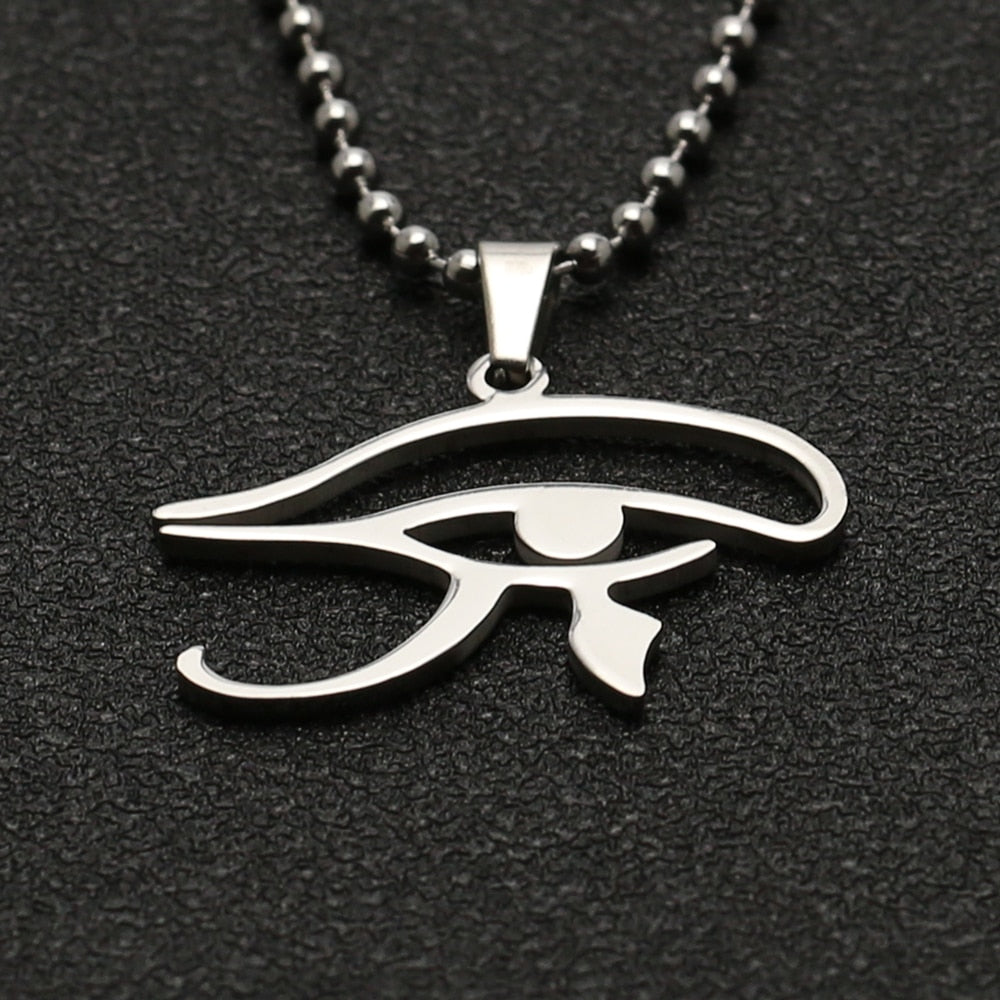 Eye Of Horus Necklace Wedjat Eye Amulet Ancient Egyptian Religion Symbol Silver Color Pendant Stainless Steel Jewelry