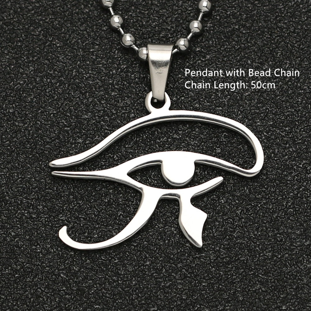 Eye Of Horus Necklace Wedjat Eye Amulet Ancient Egyptian Religion Symbol Silver Color Pendant Stainless Steel Jewelry