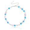 Eye Pattern Round Acrylic Irregular Shaped Choker Necklace Pearl Zinc Alloy Beaded Necklace For Femme Jewelry Gift 35cm-1 Piece