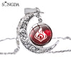 Eye of God Time Gem Pendant Necklace Genshin Impact 7 Elements Game Glass Cabochon Moon Shape Necklace Cosplay Jewelry for Fans