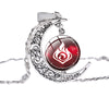 Eye of God Time Gem Pendant Necklace Genshin Impact 7 Elements Game Glass Cabochon Moon Shape Necklace Cosplay Jewelry for Fans