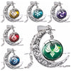 Eye of God Time Gem Pendant Necklace Genshin Impact 7 Elements Game Glass Cabochon Moon Shape Necklace Cosplay Jewelry for Fans