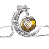 Eye of God Time Gem Pendant Necklace Genshin Impact 7 Elements Game Glass Cabochon Moon Shape Necklace Cosplay Jewelry for Fans