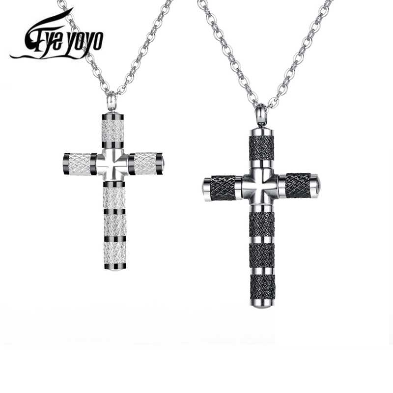 EyeYoYo Classic Retro Shiny Cubic Zirconia Cross For Men Women Cruz Choker Pendant Necklace Party Jewelry