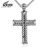 EyeYoYo Wheat Ears Cross Pendant Necklace Men Male 316 Stainless Steel Vintage Cruz Necklaces