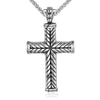 EyeYoYo Wheat Ears Cross Pendant Necklace Men Male 316 Stainless Steel Vintage Cruz Necklaces
