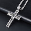 EyeYoYo Wheat Ears Cross Pendant Necklace Men Male 316 Stainless Steel Vintage Cruz Necklaces