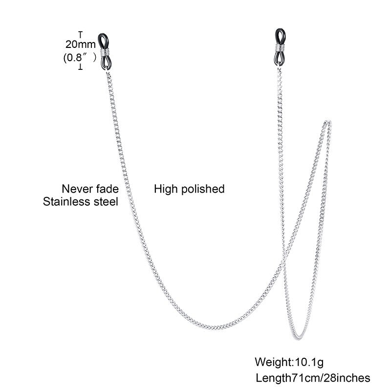 Eyeglass Chain Silver Color Glasses Chains Necklace Stainless Steel Sunglasses Links Holder Grandmother Chains for Men Women