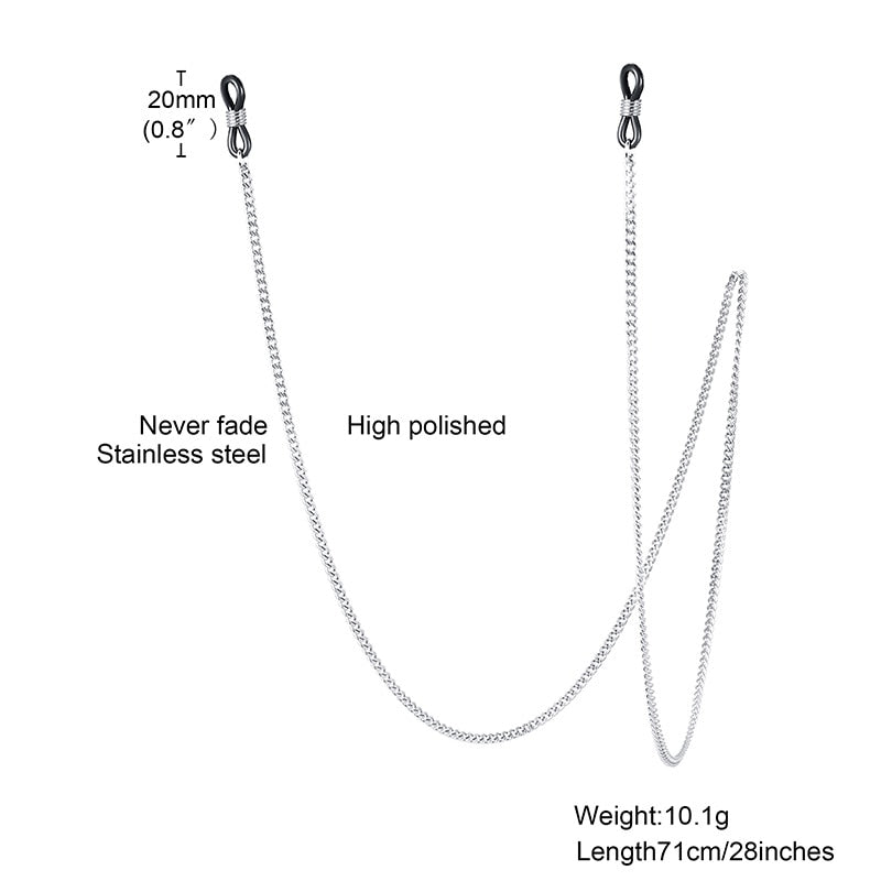 Eyeglass Chain Silver Color Glasses Chains Necklace Stainless Steel Sunglasses Links Holder Grandmother Chains for Men Women