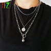 F.J4Z Punk Men's Necklaces Multi-layers Chain Dog Tag Ball Pendants Necklaces Long Collars Hithop Women Necklaces Jewelry Gifts