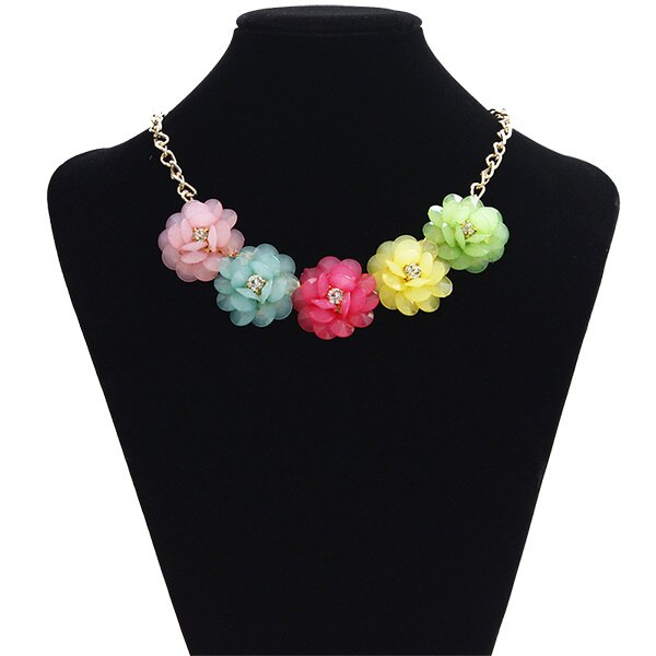 F&U 2015 Jewelry 4 Colos  Flowers Pendant Chokers Necklaces Women Statement Collar Necklace!N018