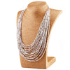 F&U 6 Color Bohemia Style 20 Layers Bib Statement Collar Glass Beaded Choker Necklace Fashion Jewelry For Women Wholesale