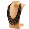 F&U 6 Color Bohemia Style 20 Layers Bib Statement Collar Glass Beaded Choker Necklace Fashion Jewelry For Women Wholesale