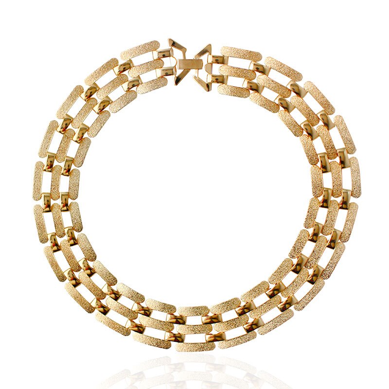 F&U Europe Popular Unique Design Zinc Alloy Gold and Silver Color Chain Choker Necklace