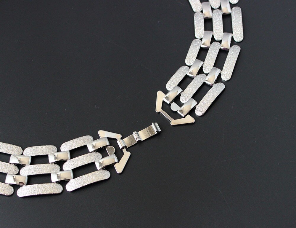 F&U Europe Popular Unique Design Zinc Alloy Gold and Silver Color Chain Choker Necklace