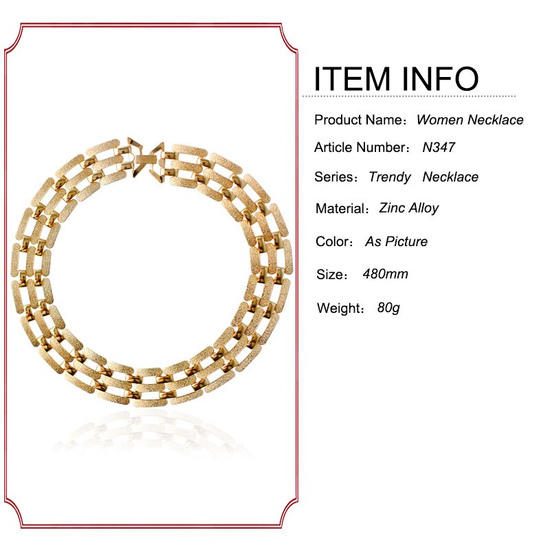 F&U Europe Popular Unique Design Zinc Alloy Gold and Silver Color Chain Choker Necklace