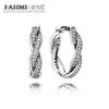 100% 925 Sterling Silver 1:1 Authentic Classic 290576CZ Twist Of Fate Hoop Glamour Vintage Women Earrings Jewelry