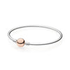 100% 925 Sterling Silver 1:1 Charm Beads SHINE HEART MOMENTS ROSE BRACCIALE RIGIDO IN ARGENTO LA BELLA E LA BESTIA