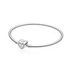 100% 925 Sterling Silver 1:1 Charm Beads SHINE HEART MOMENTS ROSE BRACCIALE RIGIDO IN ARGENTO LA BELLA E LA BESTIA