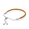 100% 925 Sterling Silver 1:1 Charm EXPLOSION OF LOVE BRILLIANT BOW MOMENTS BLACK LEATHER Golden Tan Leather