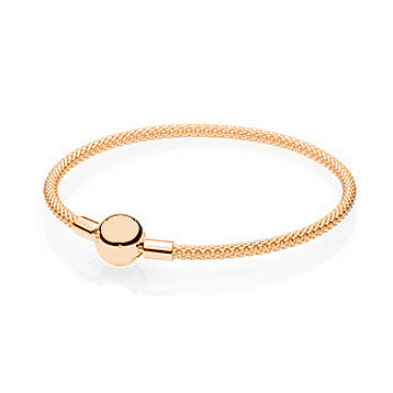 100%925 Sterling Silver Classic Basic Bracelet Weave Bracelet Gold Color Rose Gold DIY Beads Accessories Factory Direct