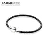 100% 925 Sterling Silver Romance Exquisite Lucky Black Basic Leather Bracelet Recommended Women Birthd Gift Jewelry