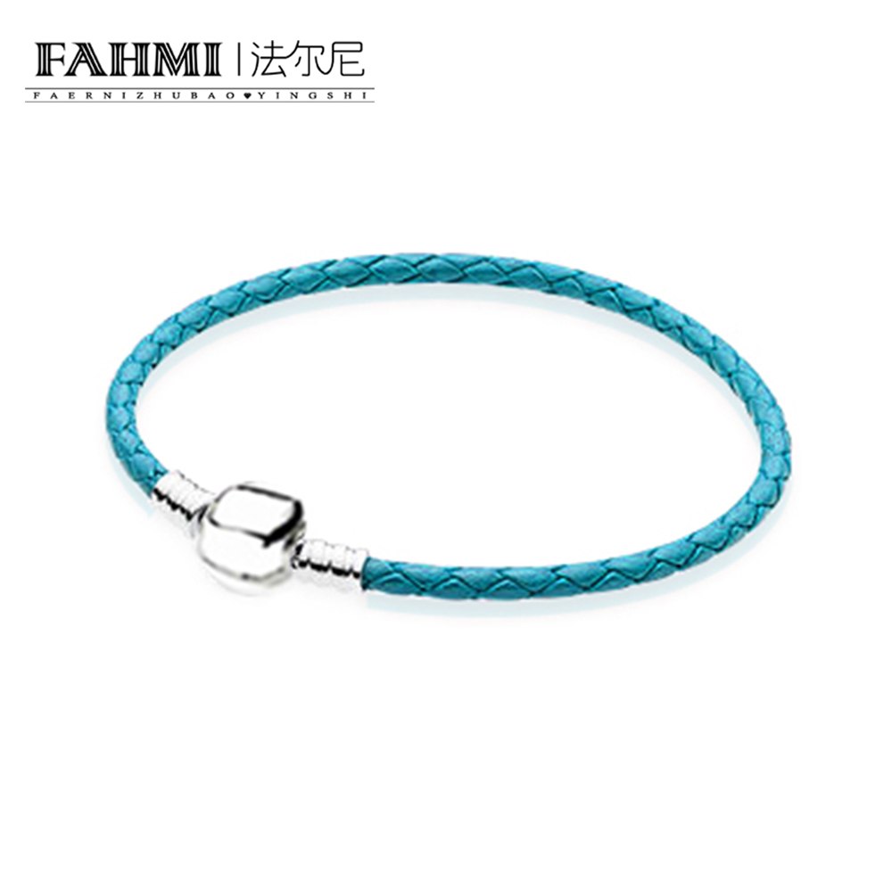 100% 925 Sterling Silver Romance Exquisite Lucky Blue Basic Leather Bracelet Recommended Women Birthd Gift Jewelry