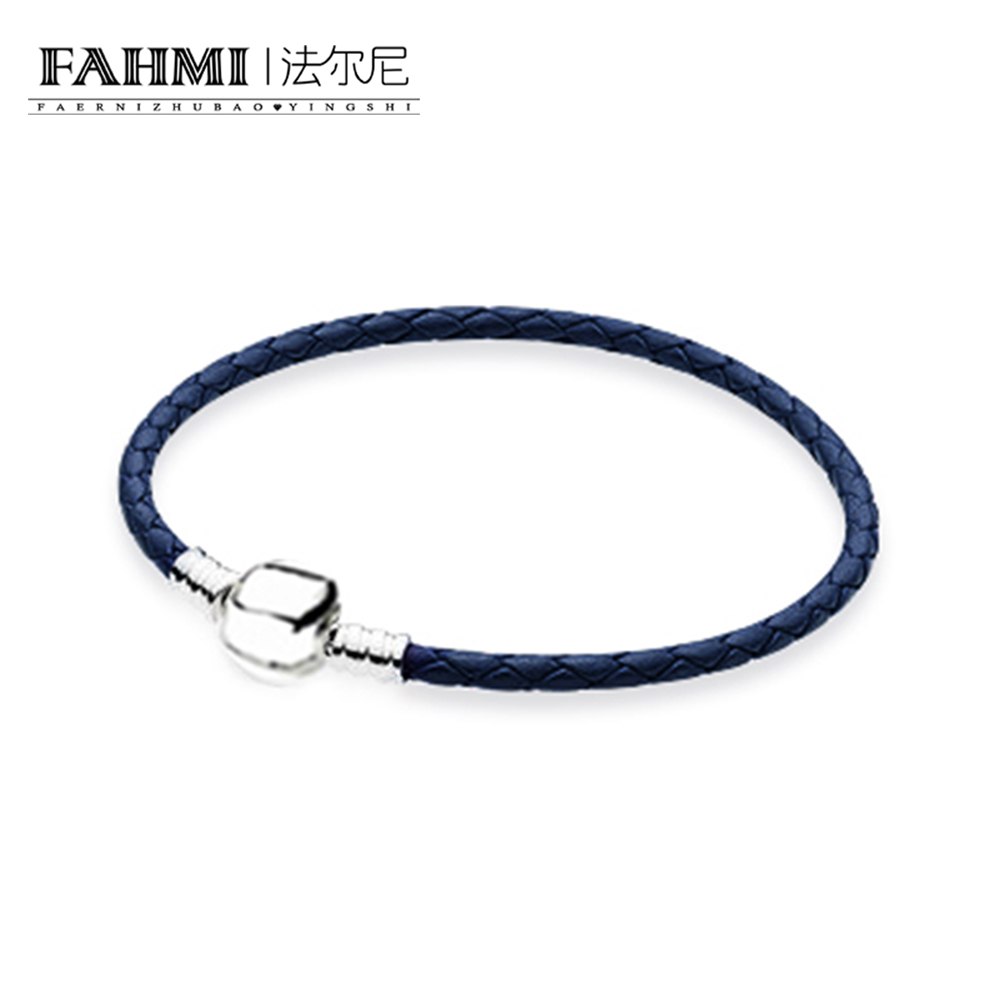 100% 925 Sterling Silver Romance Exquisite Lucky Dack Blue Basic Leather Bracelet Recommended Women Birthd Gift Jewelry