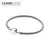 100% 925 Sterling Silver Romance Exquisite Lucky Gr Basic Leather Bracelet Recommended Women Birthd Gift Jewelry