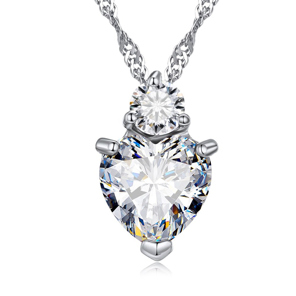 Fashion 3 Colors Charms Zircon Heart love Women Pendant Necklace for Women's Necklace Crystal Jewelry Gifts
