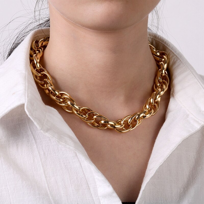 FAMSHIN  Mutlti-layer Necklace For Women Men Party Thick Gold Color Choker Chains Coin Pendant Necklaces  Jewelry