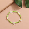FAMSHIN  Korean Flowers Daisy Bracelets Transparent Colorful Beaded Handmade Elastic Wristband For Women 2021 Trend Jewelry