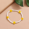 FAMSHIN  Korean Flowers Daisy Bracelets Transparent Colorful Beaded Handmade Elastic Wristband For Women 2021 Trend Jewelry