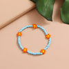 FAMSHIN  Korean Flowers Daisy Bracelets Transparent Colorful Beaded Handmade Elastic Wristband For Women 2021 Trend Jewelry
