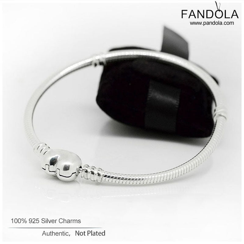 Snake Chain Bracelets Argent 925 Sterling Silver Heart Clasp Charms Beads Bracelets for Women Jewelry Making Promotion