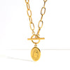 FANSHIDI Oval Virgin Mary Coin Medal Necklace Toggle Choker For Women Stainless Steel Chunky Chain Vintage Jewelry