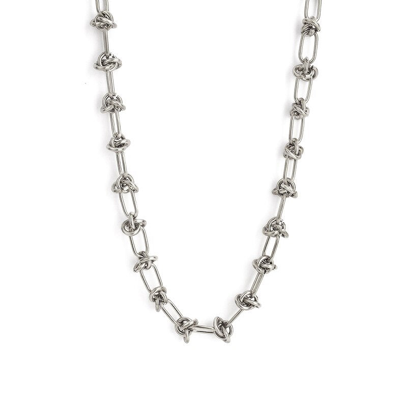 FANSHIDI Punk Weave Knot Necklace For Women  Toggle Choker Gold Color Stainless Steel  Chunky Chain Collier Femme